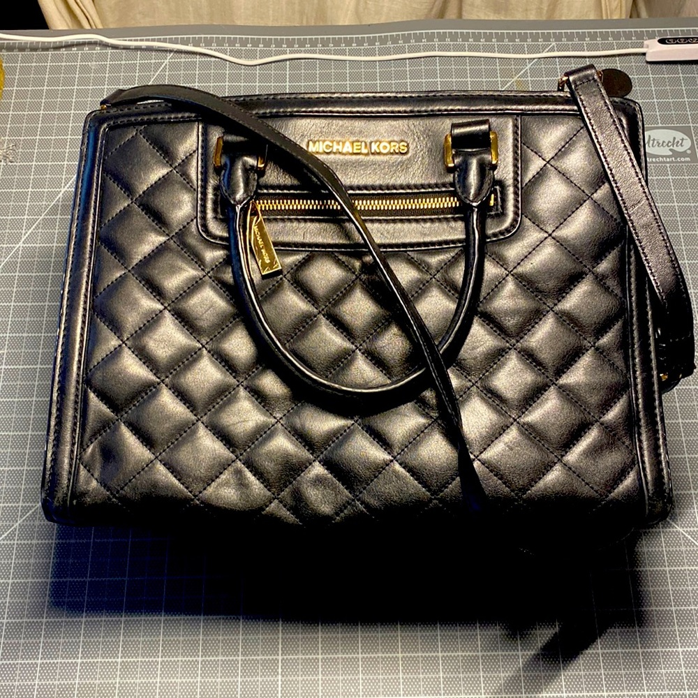 Michael Kors Selma Quilted Black Leather Bag